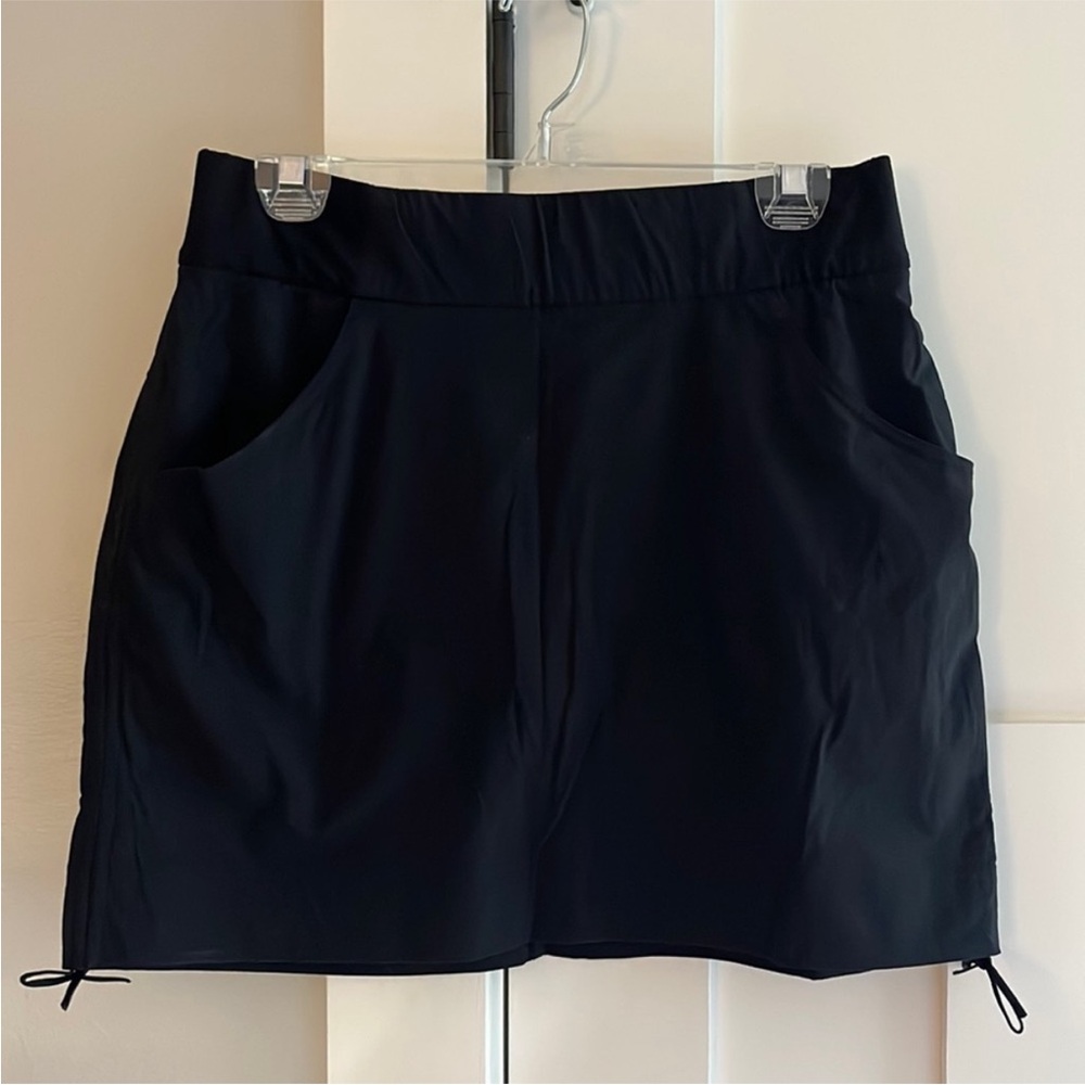 Columbia Anytime Skort Ruched Sides Black Quickdry Stretch Fabric M